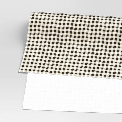  30” 25 Sq Ft Christmas Roll Wrap Cream/White/Black Gingham Check - Wondershop™