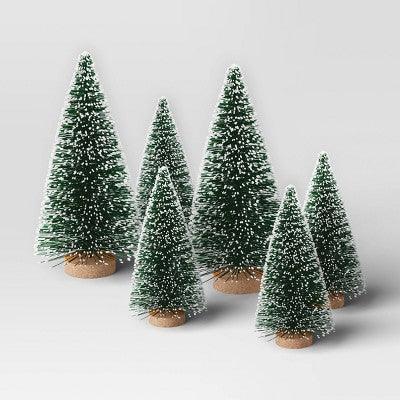  12pc Battery Operated Lit Metal House With Bottle Brush Trees And Snowmen Christmas Village Set - Wondershop™ Black