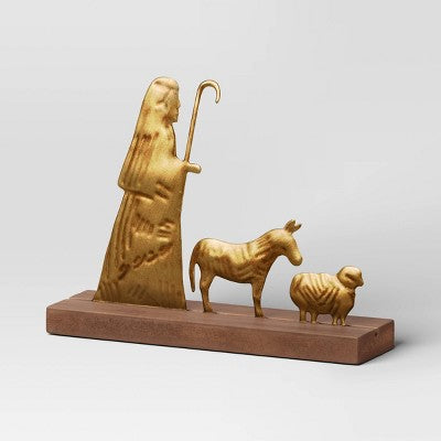  3pc Metal Christmas Nativity Scene Figurine Set - Wondershop™ Gold