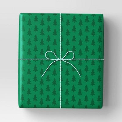  40" 220 Sq Ft Christmas Roll Wrap Green Trees On Green - Wondershop™