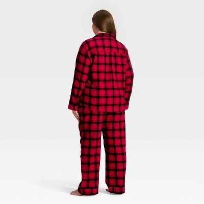  Women's Plaid Flannel Long Sleeve Shirt And Pants Holiday Matching Family Pajama Set - Wondershop™ Red/Black