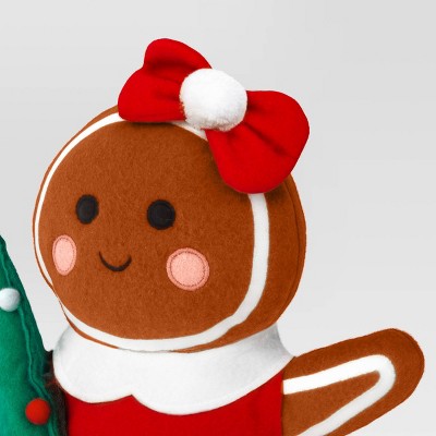  17.25" Fabric Gingerbread Woman Holding Tree Decorative Sculpture - Wondershop™ Brown