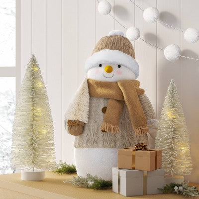  Christmas Fabric Snowman Decor Pom Hat - Wondershop™
