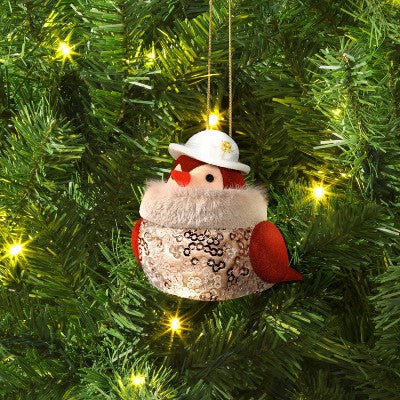  Christmas Featherly Friends Ornament White Hat - Wondershop™