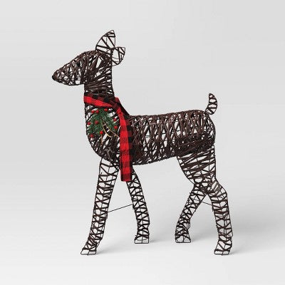  LED 37" Faux Rattan Doe Christmas Novelty Sculpture Light Warm White - Wondershop™