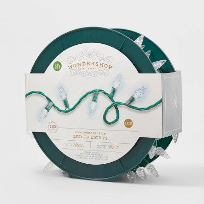  150ct LED C6 Faceted Christmas String Lights Spool With Green Wire - Wondershop™
