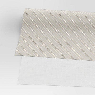  30” 25 Sq Ft Christmas Roll Wrap Blush/White/Gold Diagonal Stripes - Wondershop™