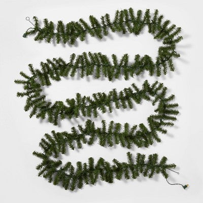  18' Pre-Lit Artificial Pine Bough Christmas Garland Green With Clear Lights - Wondershop™