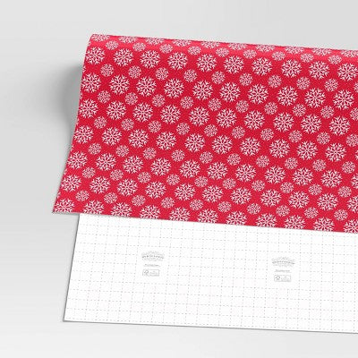  40" 220 Sq Ft Christmas Roll Wrap White Snowflakes On Red - Wondershop™