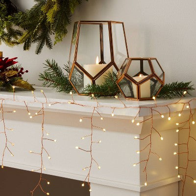  164ct LED High Density Dewdrop Garland Christmas Icicle Lights Warm White With Copper Wire - Wondershop™