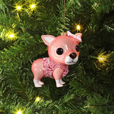  Christmas Glass Pink Chihuahua Ornament - Wondershop™