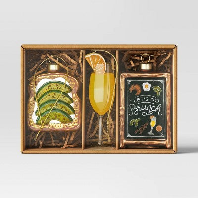  Christmas Gift Ornament Set 3pc Glass Brunch - Wondershop™