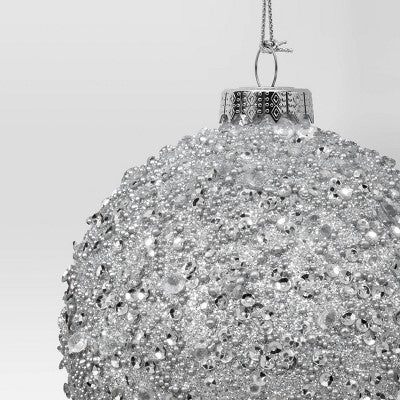  Christmas Silver Beaded Ball Ornament - Wondershop™