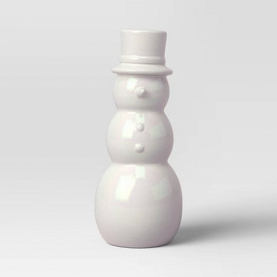  7" Christmas Ceramic Iridescent Snowman Figurine - Wondershop™