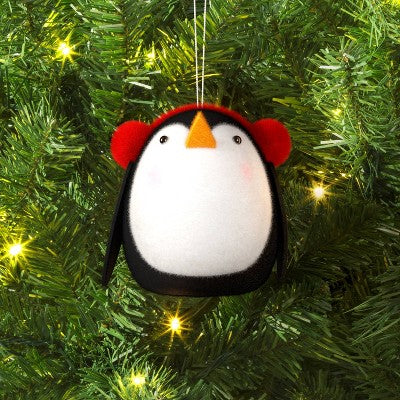  Christmas Felted Wool Penguin Ornament With Earmuffs - Wondershop™