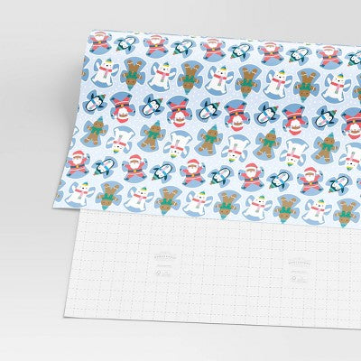  30" 50 Sq Ft Christmas Roll Wrap Character Snow Angels On Blue - Wondershop™