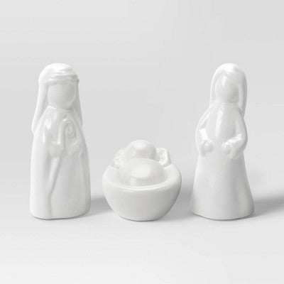  4pc Battery Operated Lit Wood Nativity Scene Figurine Set - Wondershop™