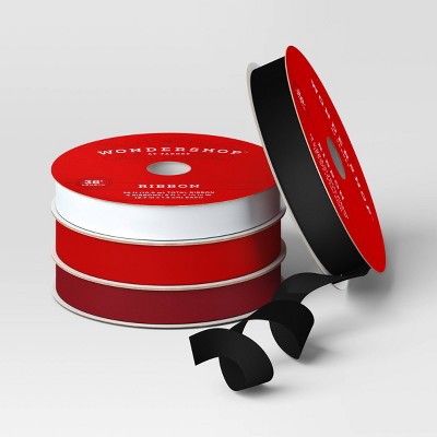  4 Pk Christmas Velvet Ribbon Gift Packaging Accessories Red/Black/White - Wondershop™