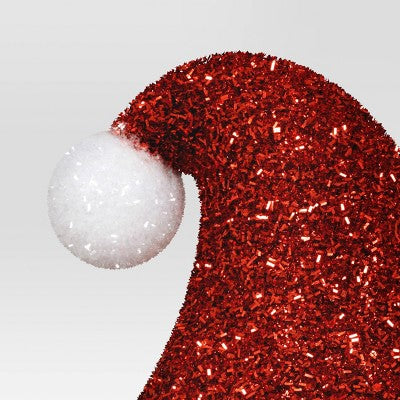  10" Tinsel Santa Hat Christmas Tree Topper Red/White - Wondershop™