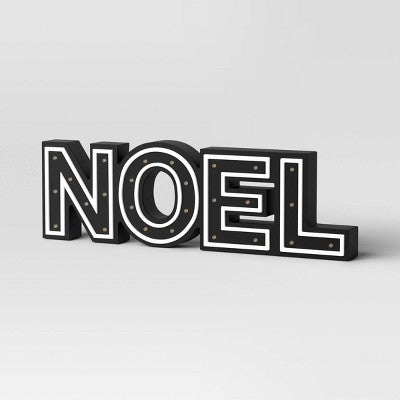  16"x4.75" Battery Operated Lit Wood 'Noel' Tabletop Sign - Wondershop™ Black