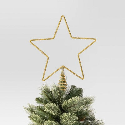  10in LED Lit Dewdrop Glitter Metal Open Star Christmas Tree Topper - Wondershop™