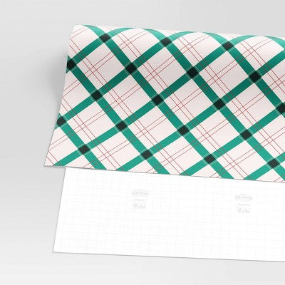  30” 25 Sq Ft Christmas Roll Wrap Green/White/Red Plaid - Wondershop™