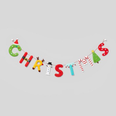  6 Festive Fabric 'Christmas' Garland - Wondershop™