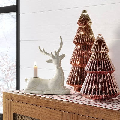  14.75" Battery Operated Lit Glass Christmas Tree Sculpture - Wondershop™