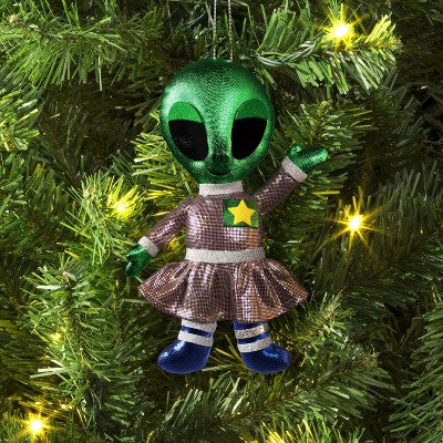  5.25" Christmas Fabric Metallic Alien Ornament - Wondershop™