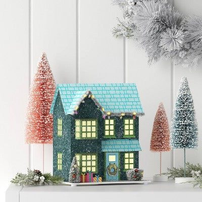  Christmas Glitter House Blue - Wondershop™