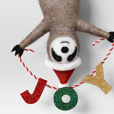  Christmas Felted Wool Sloth Joy Ornament - Wondershop™