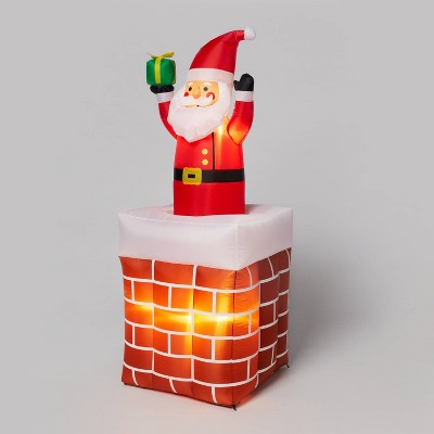  6' LED Animated Santa In Chimney Christmas Inflatable Decoration Red - Wondershop™: Festive Yard Display, Easy Setup