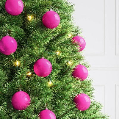  9ct 100mm Christmas Shatterproof Ornament Set Dark Hot Pink - Wondershop™