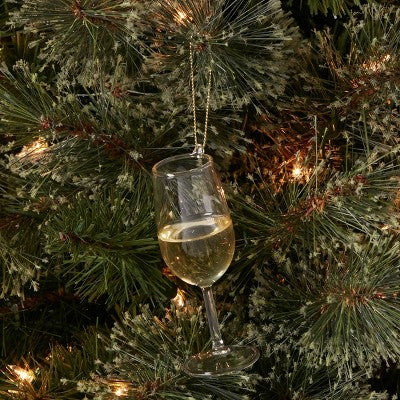 White Wine Glass Christmas Tree Ornament - Wondershop™