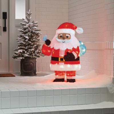  32" Tinsel Santa Christmas Novelty Sculpture Light With 4 Interchangeable Faces - Wondershop™