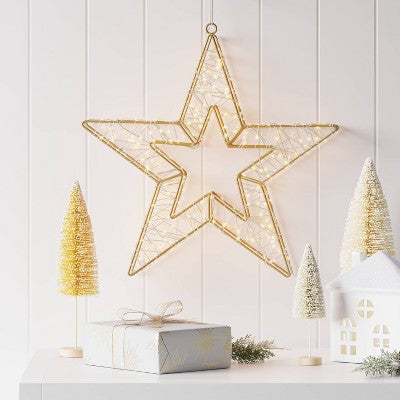  600ct LED High Density Champagne Metal Christmas Hanging Star Twinkling Dew Drop Lights Warm White - Wondershop™