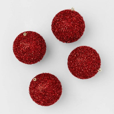  9pc Tinsel Ball Christmas Tree Ornament Set - Wondershop™