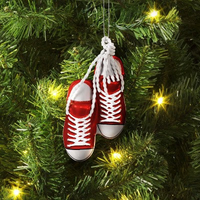  5.31" Christmas Glass Red Sneakers Ornament - Wondershop™