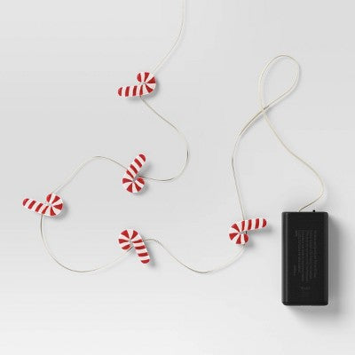  20ct LED Battery Operated Christmas Candy Cane Dew Drop Lights Warm White With Silver Wire - Wondershop™