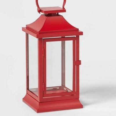  12" Decorative Metal Christmas Lantern Red - Wondershop™