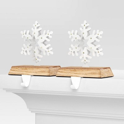  2pk Christmas Lit Snowflake Stocking Holder - Wondershop™