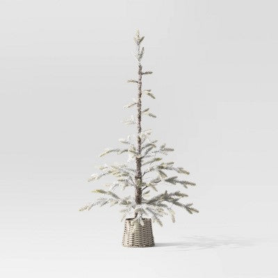  Pre-lit Flocked Balsam Fir Artificial Christmas Tree With Basket Base Warm White LED Lights - Wondershop™