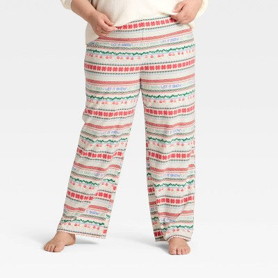  Women's "Let It Snow" Fair Isle Microfleece Holiday Matching Family Pajama Pants - Wondershop™ Cream