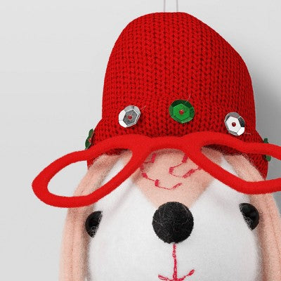  Fabric Dog Head Plaid Scarf Christmas Tree Ornament - Wondershop™