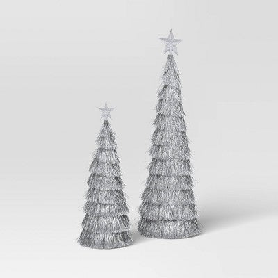  2pk Christmas 18" And 12" Tinsel Trees - Wondershop™