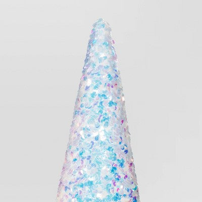  Christmas Sequins Cone Shape Tree Table Top Decor Iridescence Medium - Wondershop™