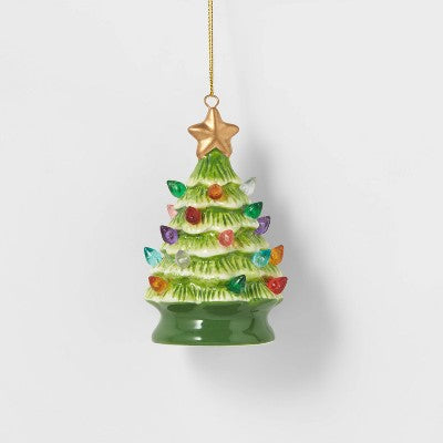  Lit Ceramic Retro Christmas Tree Ornament - Wondershop™