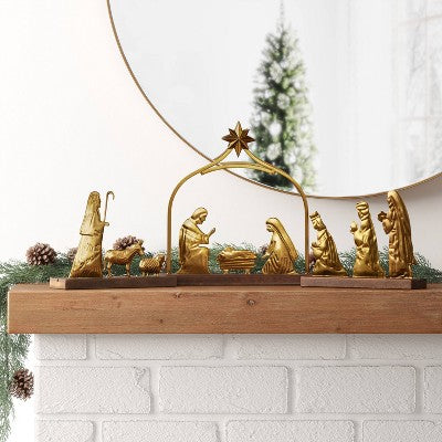  3pc Metal Christmas Nativity Scene Figurine Set - Wondershop™ Gold