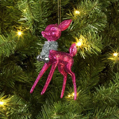  Christmas Plastic Deer Ornament Hot Pink - Wondershop™