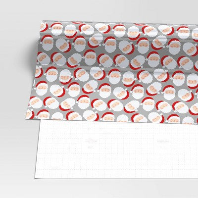  30” 25 Sq Ft Christmas Roll Wrap Light Skin Tone Santa On Silver - Wondershop™